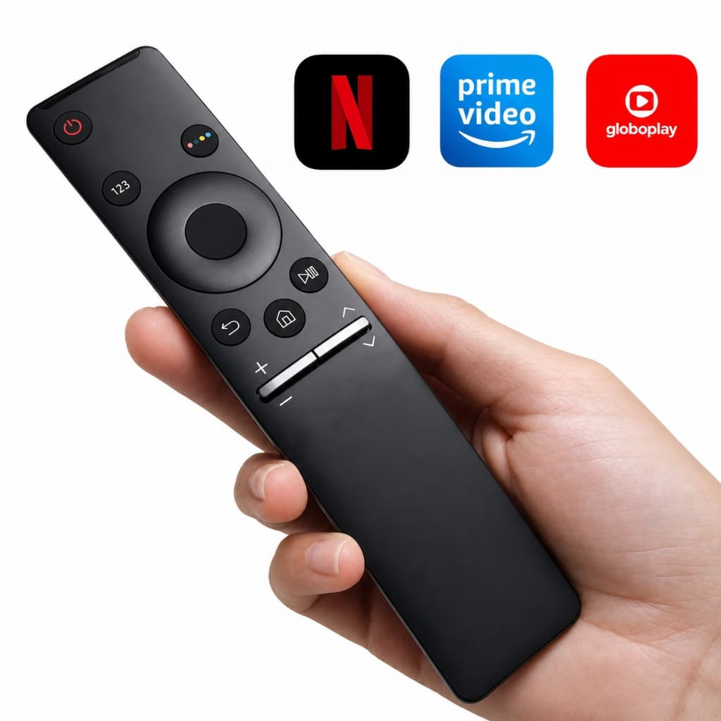 Controle Remoto Tv Samsung Smart 4K Led Universal Botão Aplicativos Netflix, Prime Video e GloboPlay