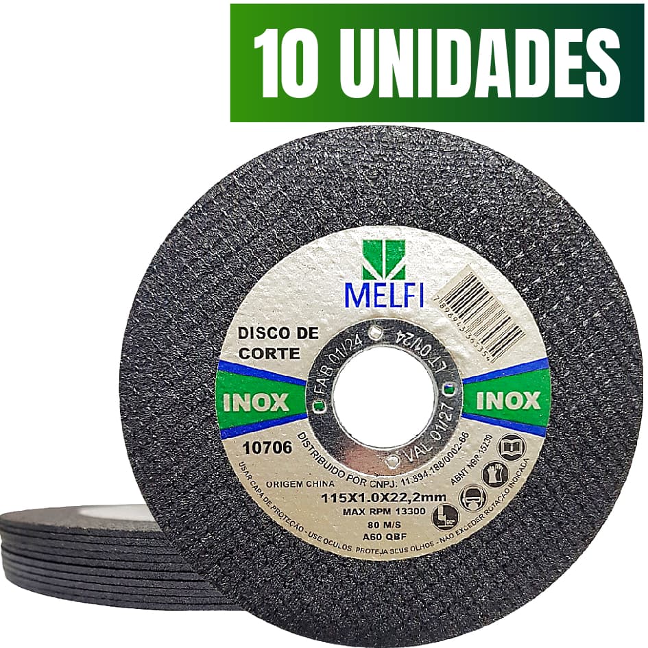 10un Disco De Corte Esmerilhadeira Inox 4.1/2 Extra Fino 1mm