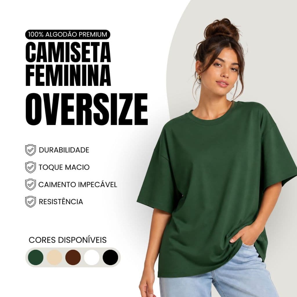 Camiseta Oversized Feminina Streetwear Lisa Gola Alta Americana Estilosa Academia Blusa Basica