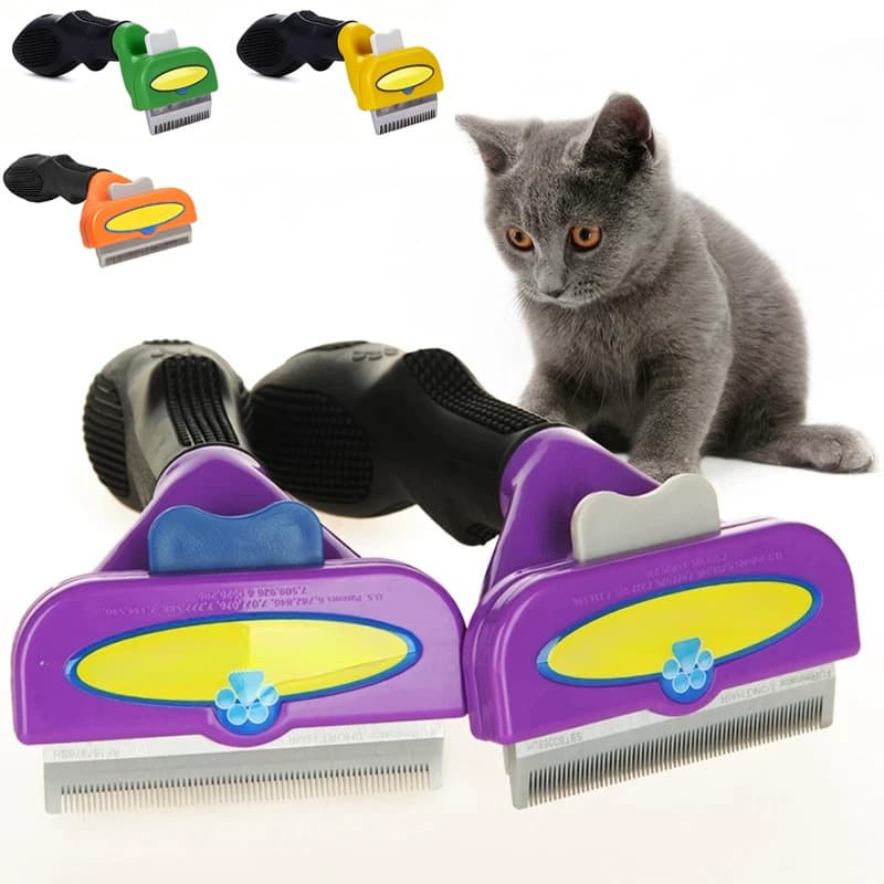 Rasqueadeira Escova Pente Plastico Ferro Para Pentear Cachorro Gato Pet Tirar Os Pelos Botão Removedor De Pelos