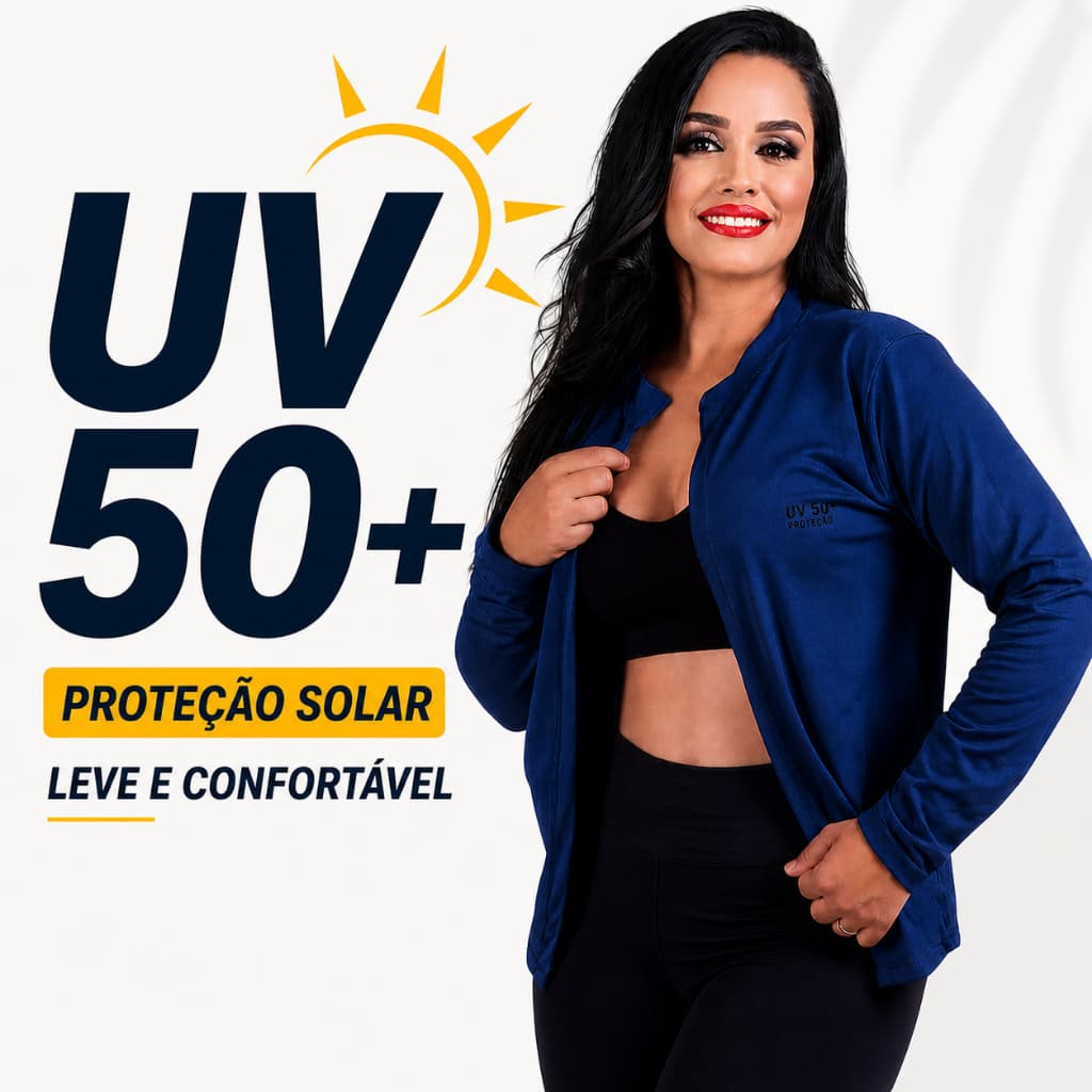 Casaquinho Feminino Cardigan Protecao UV Leve Confortável Manga Longa Academia