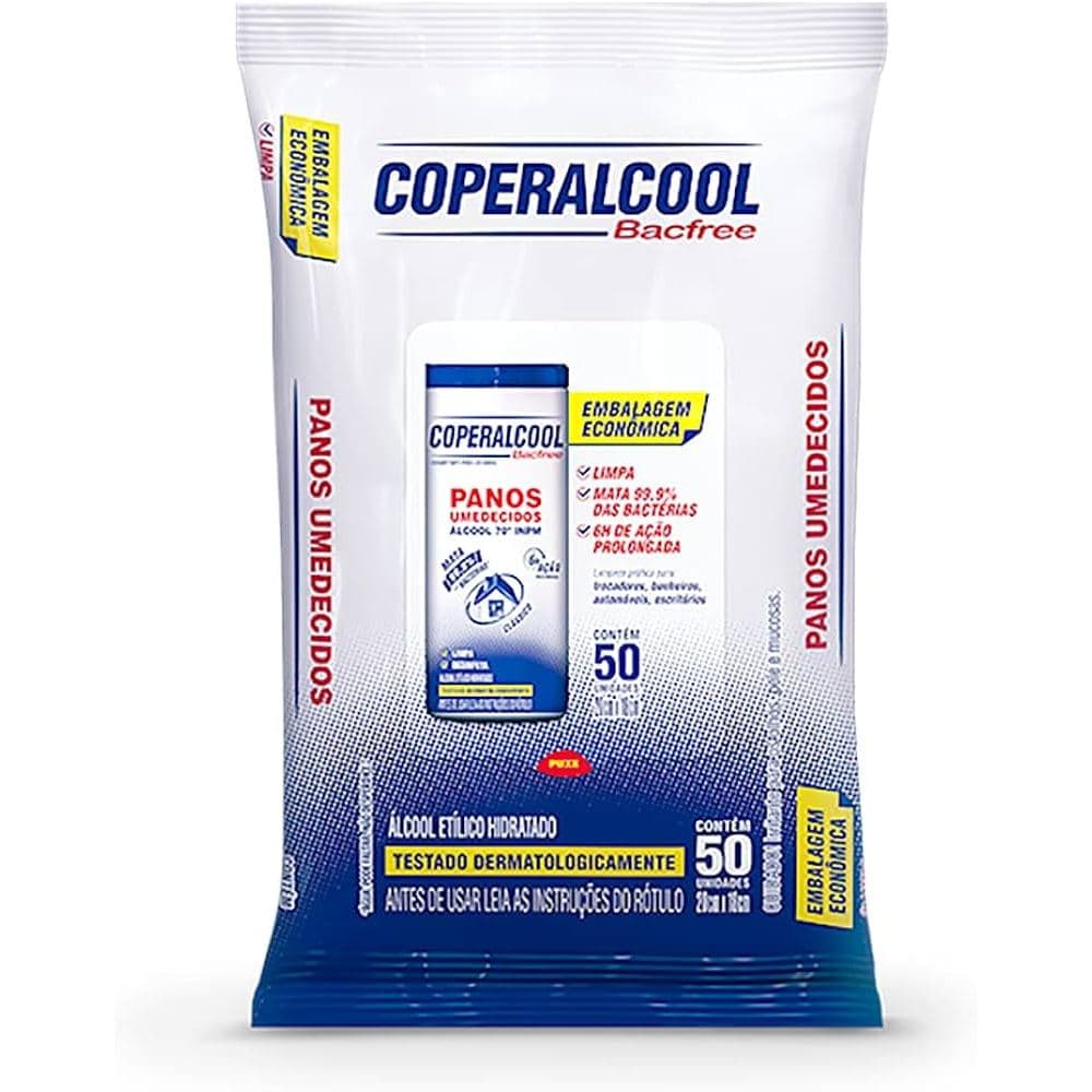 Pano Umedecido Coperalcool  c/ 50 Lenços