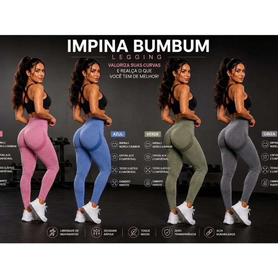 Calça Legging Levanta Bumbum Zero Transparência Original