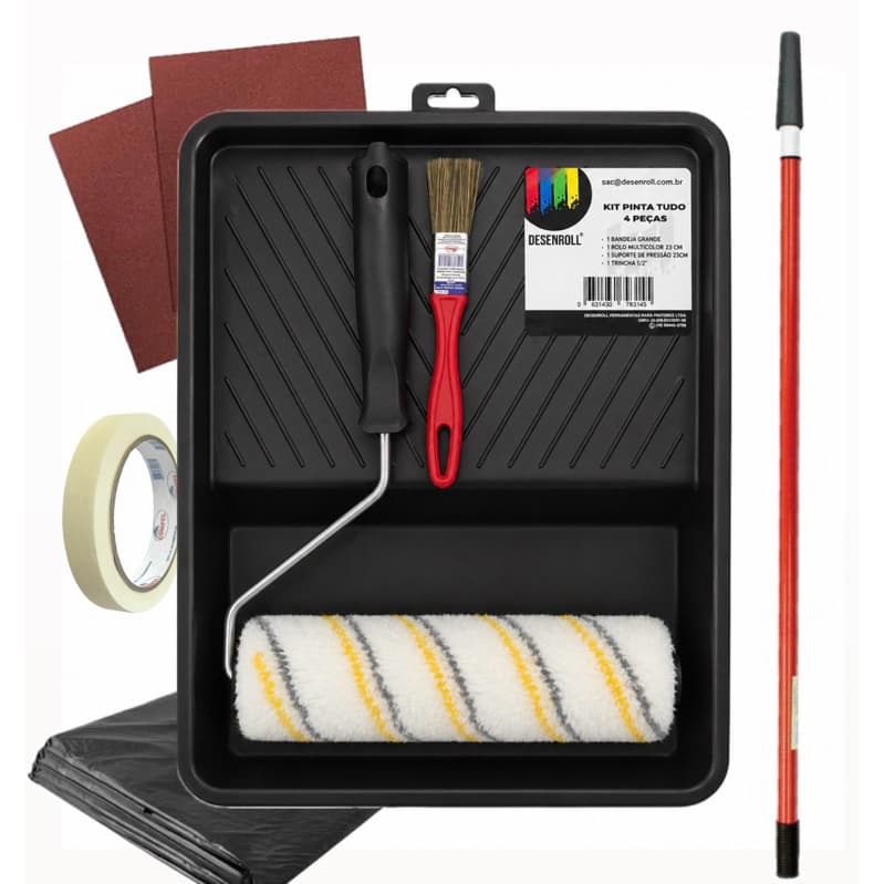 Kit de Pintura Anti-Gotas Alto Padrão Qualidade C/ Rolo de 23cm + 3 Peças (+ 2 Opções de kit)