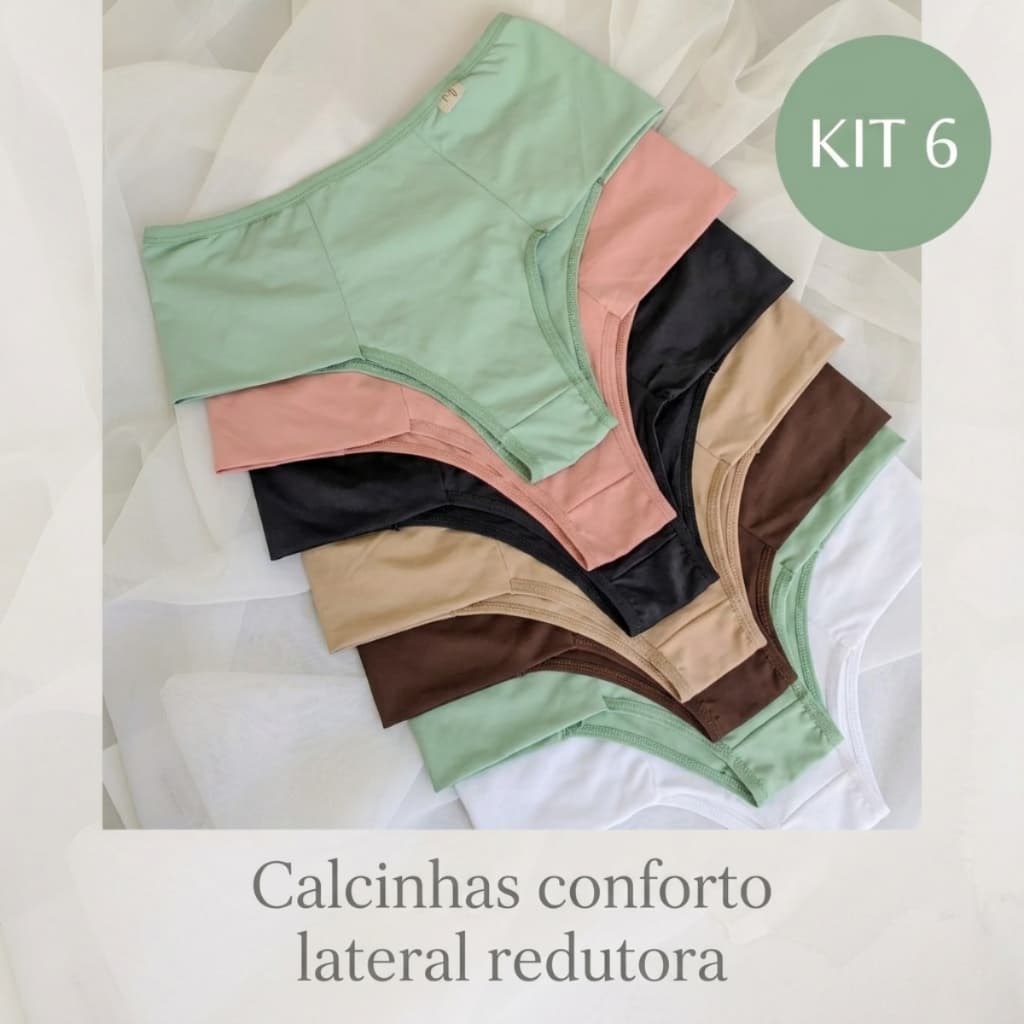 Kit 2/4/6/8 Calcinhas Cintura Alta Pala Dupla Reduz Culote Modeladora Não Marca