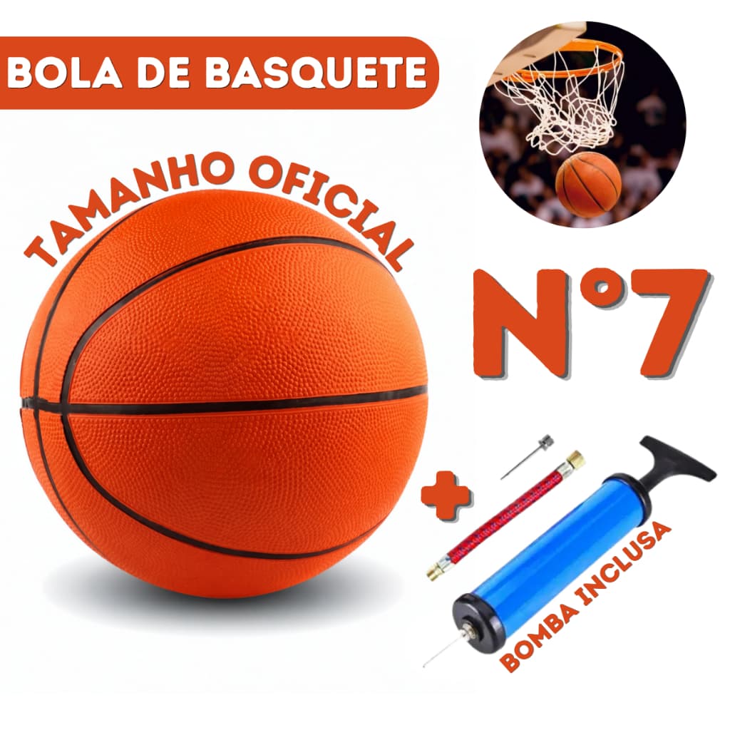 Bola de Basquete Profissional Tamanho N°7 Com Bomba Inclusa
