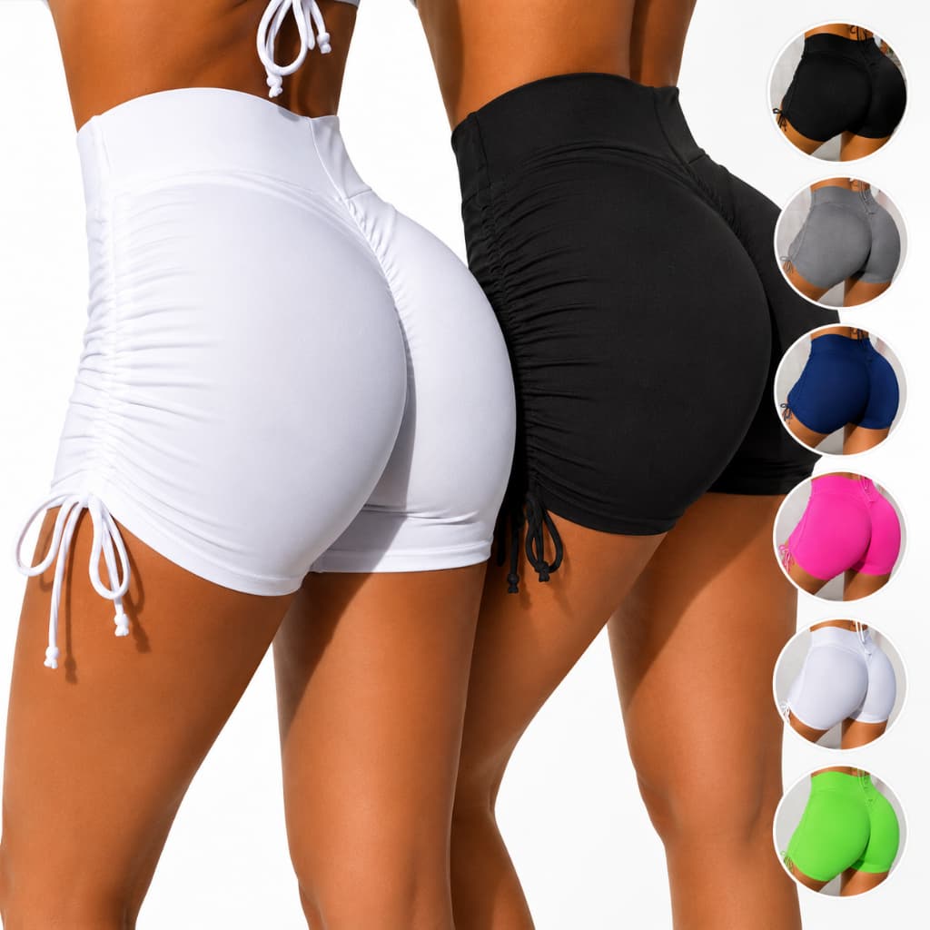 Kit 2 Short Academia Fitness Feminino Levanta Empina Bumbum Academia Praia Suplex Hot Pants Cos Alto
