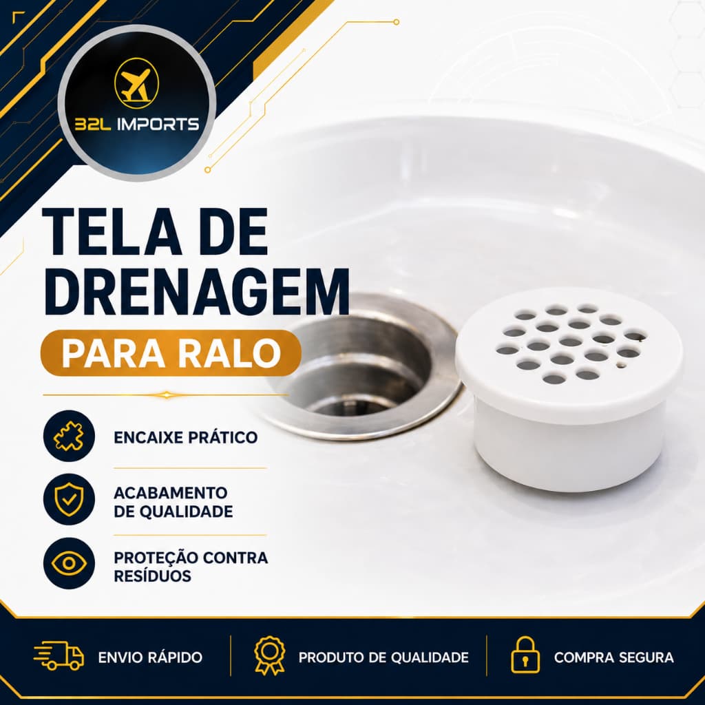 Tela de Drenagem para Pia, Tanque, Ralos, Cozinha, Banheiro e Área de Serviço