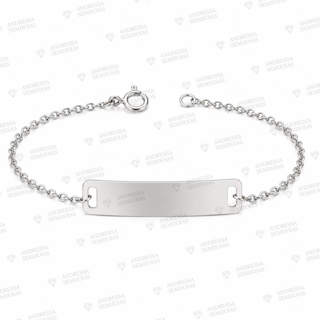 Pulseira Infantil Plaquinha Lisa Gravação Nome Bebe Aço Inox Menino Menina