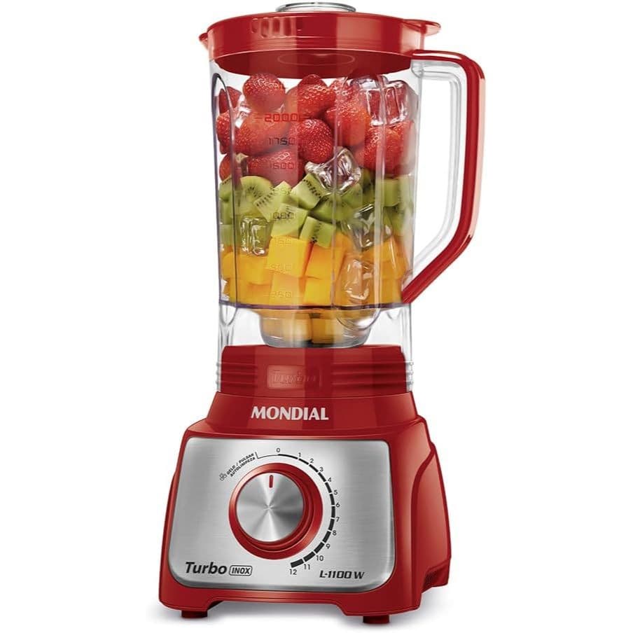 Liquidificador Turbo, Vermelho/Inox, 1100W- L-1100 RI