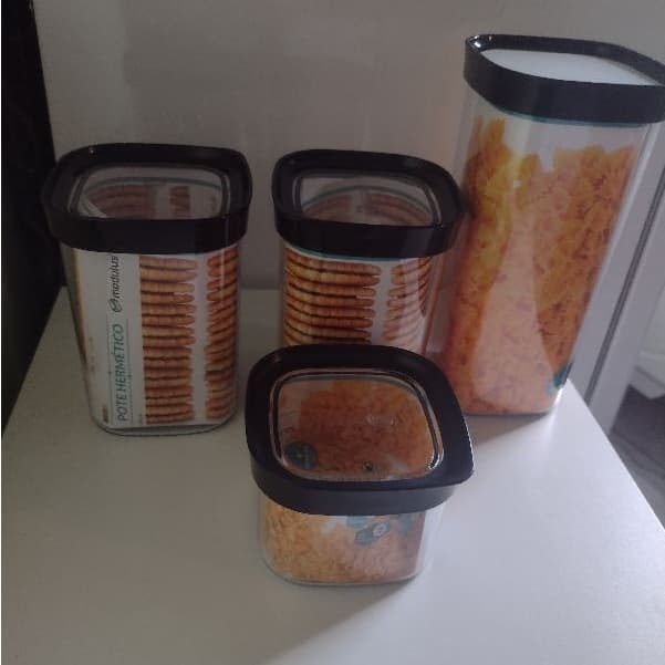 Potes Hermético helsim, Kit com 4 potes (450ml,1000ml,1500ml,2000ml)
