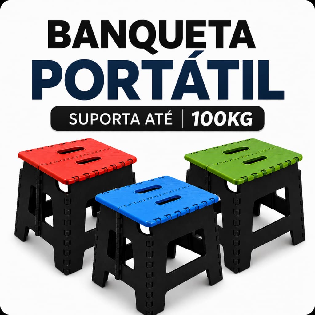 Banqueta Dobrável Portátil 100kg Banco Dobrável Antiderrapante Adulto Criança Camping Pesca Praia