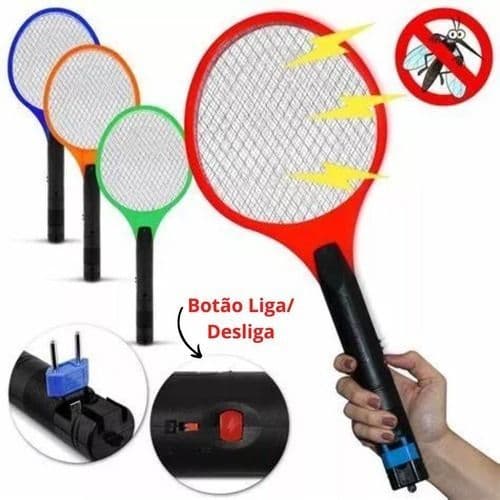 Raquete Elétrica Mata Mosquito Muriçoca Pernilongo Inseto Bivolt Alta voltagem Energia Potente