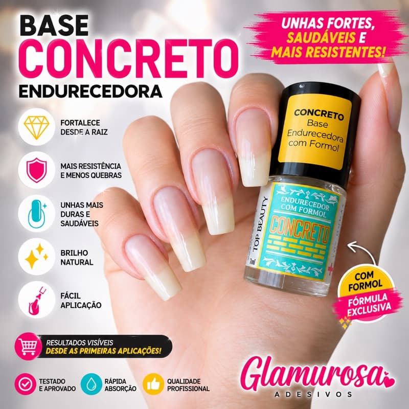 Base Concreto Top Beauty Original Fortalece Unhas Fracas Rápido