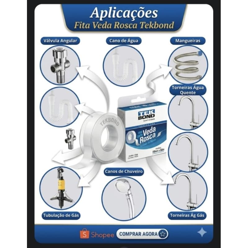 FITA VEDA ROSCA SELADOR DE ROSCA TEFON TEK BOND  18MM.