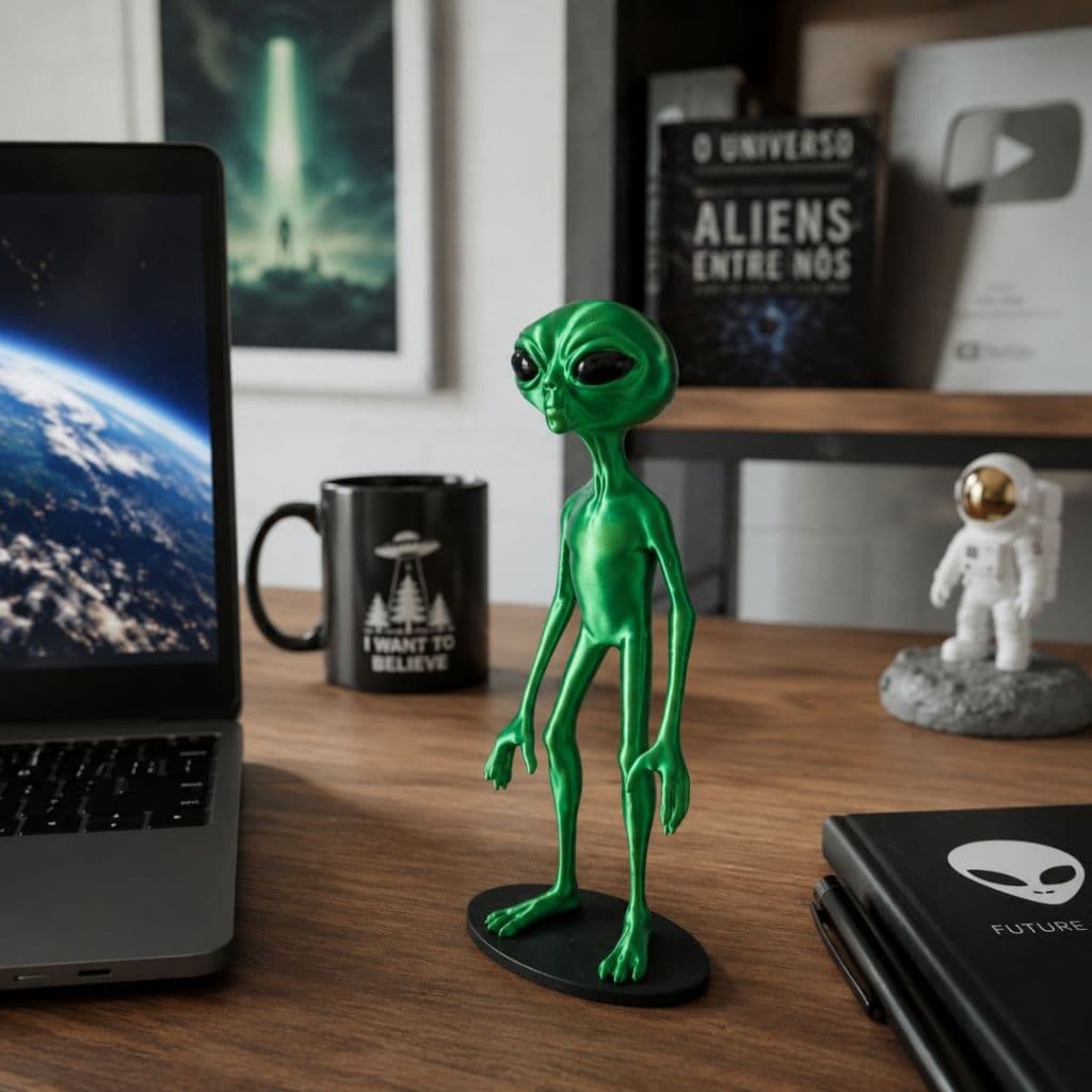 Estatueta Alienígena Verde Decor Geek Com Base ET
