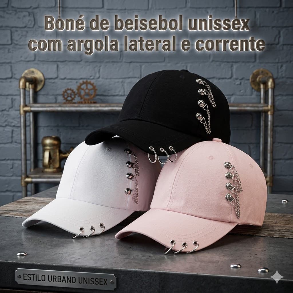 Boné de beisebol unissex com argola lateral, protetor solar ajustável ao ar livre, chapéu Casual
