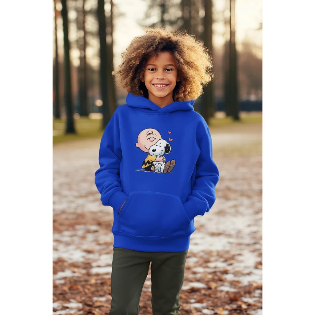 Moletom Infantil Snoopy e Charlie Brown Azul Com Capuz Moletom Infantil Personagens Moletom Infantil Casual Blusa de Fri