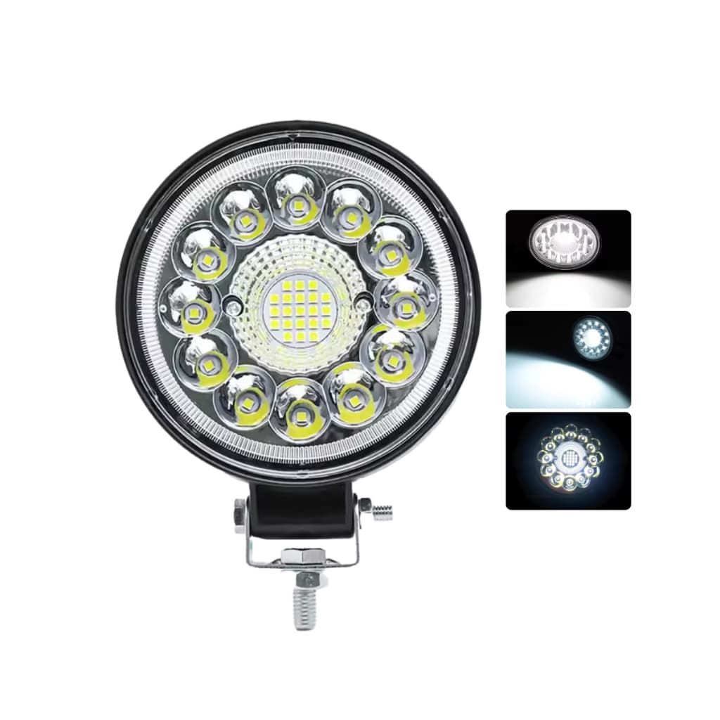 Farol De Milha 99W Auxiliar Redondo 33 Leds 12V 36V Carro Caminhao Universal Off Road Jeep Troller