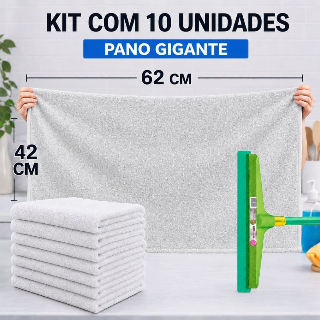 Kit 10 Panos de chão Saco Duplo Gigante Alvejado Branco 100% Algodão Multiuso 62x42cm