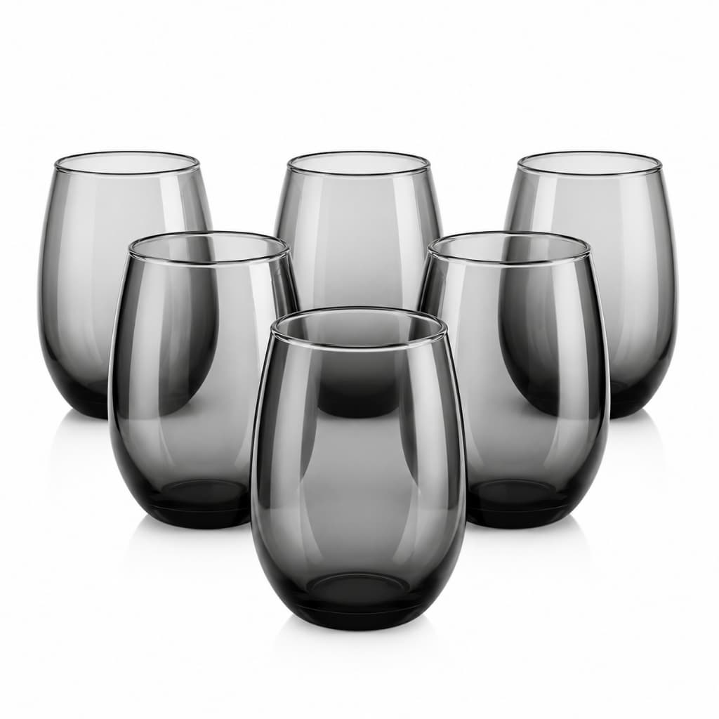 Jogo 6 Copos Fumê 475ml Premium para Gin Tônica Whisky Drinks Água e Suco Vidro Moderno Elegante