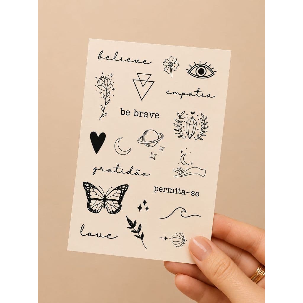 Tatuagem temporária | mística | signos | tattoo minimalista | tatuagens temporarias (CARTELA 10)