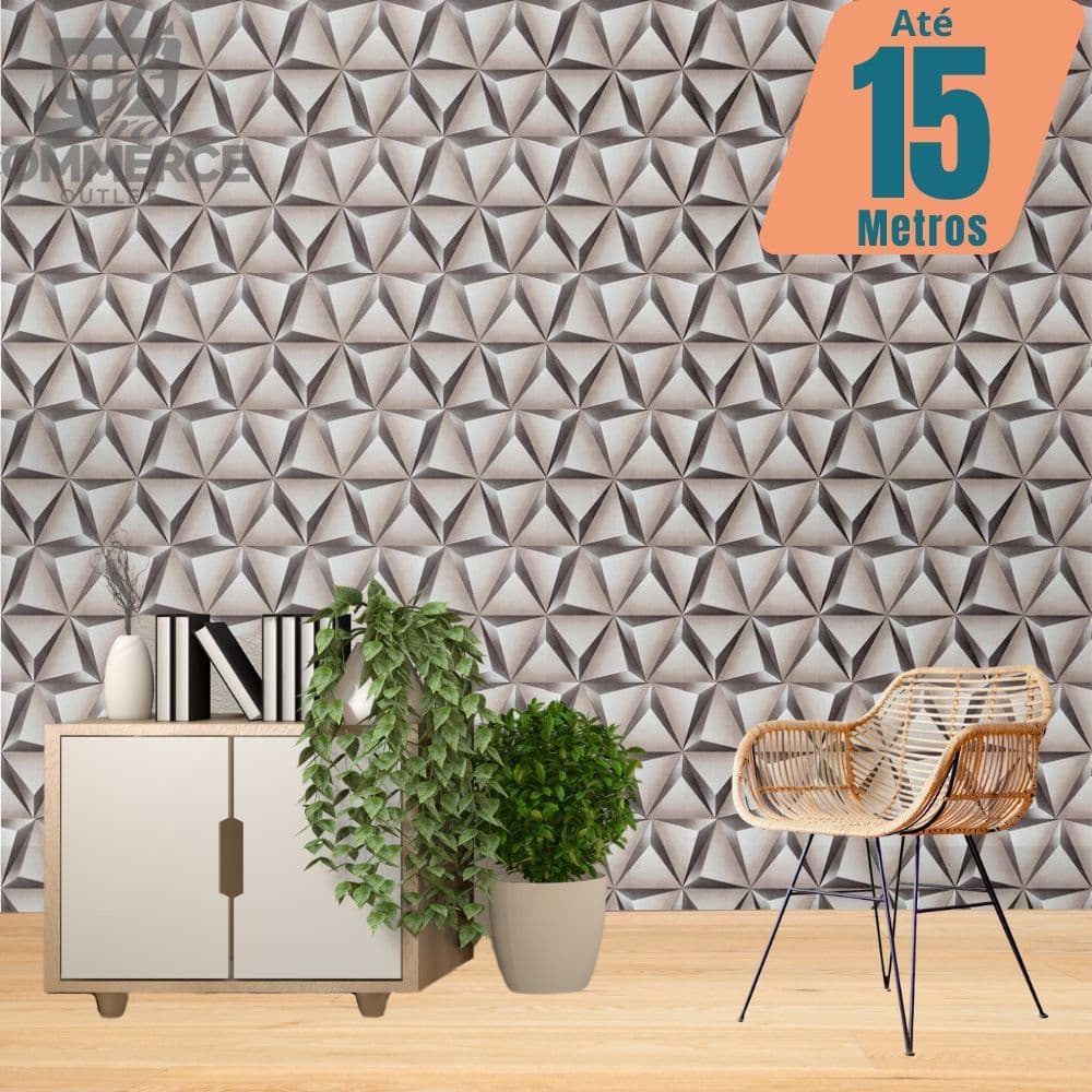 Papel de Parede PREMIUM 3D Adesivo Geométrico Sala, Quarto, Cozinha 5m x 45cm