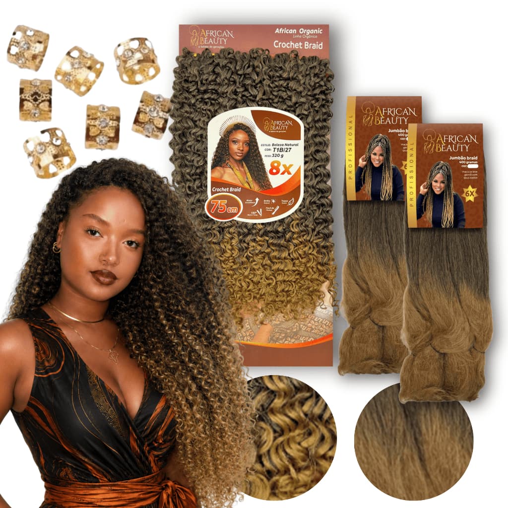 Kit Gypsy Braid Cabelo Cacheado African Beauty Beleza Natural 320g 2 Jumbo 400g Tranças