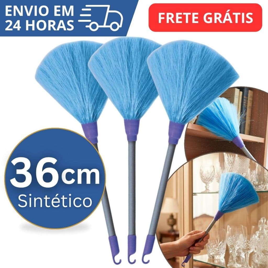 Espanador Pó Fibra 36 Cm Limpa Poeira Moveis Grande