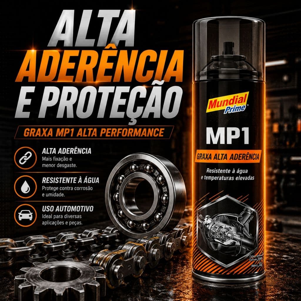 Graxa Spray Alta Aderência MP1 250ml - Mundial Prime Usada até 200ºC Vibrações e Impactos