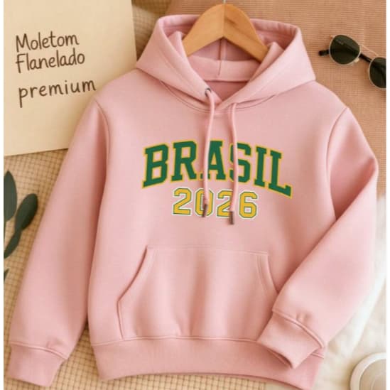 Moletom Flanelado Seleção Brasileira Brasil Unissex Canguru Quentinho 2026 y2K