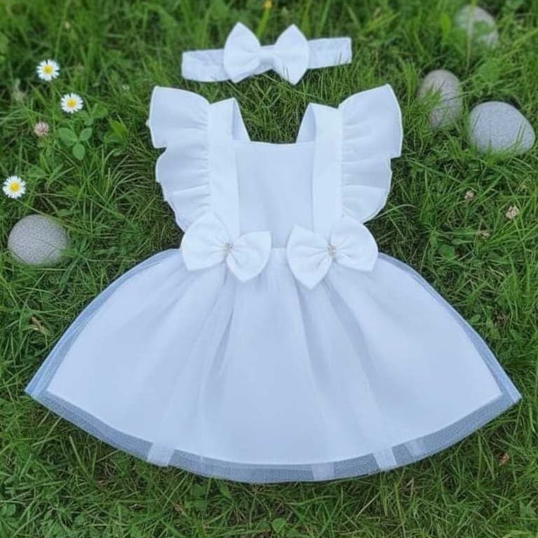 Romper Jardineira Infantil Menina Petit Tetê com Tiara - Roupa Bebê Menina para Mesversario e Festas