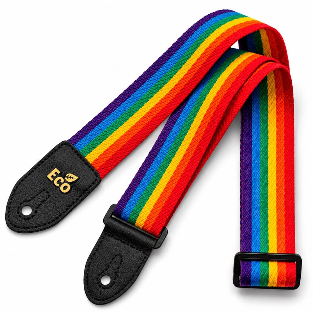 Correia Basso Eco Rainbow 03 Colorido Cinta Instrumento Ajustável Baixo Violão Guitarra Acessório
