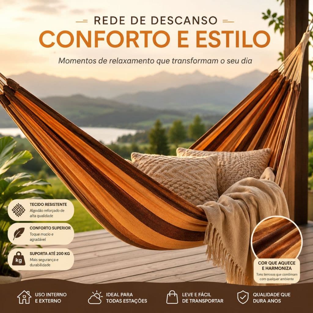 Rede Dormir Descanso Casal Nylon Reforçada Resistente Confortável 4,5 Metros Envio Imediato Luxo
