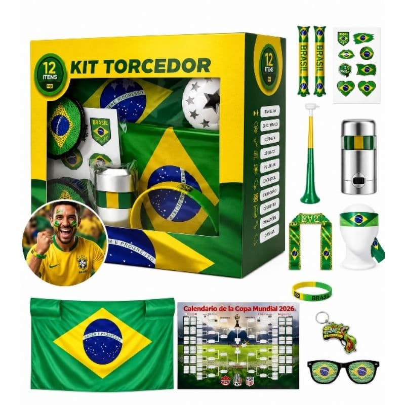 kit torcedor copa do mundo 2026/ 12 itens rumo ao hexa vai Brasil🇧🇷