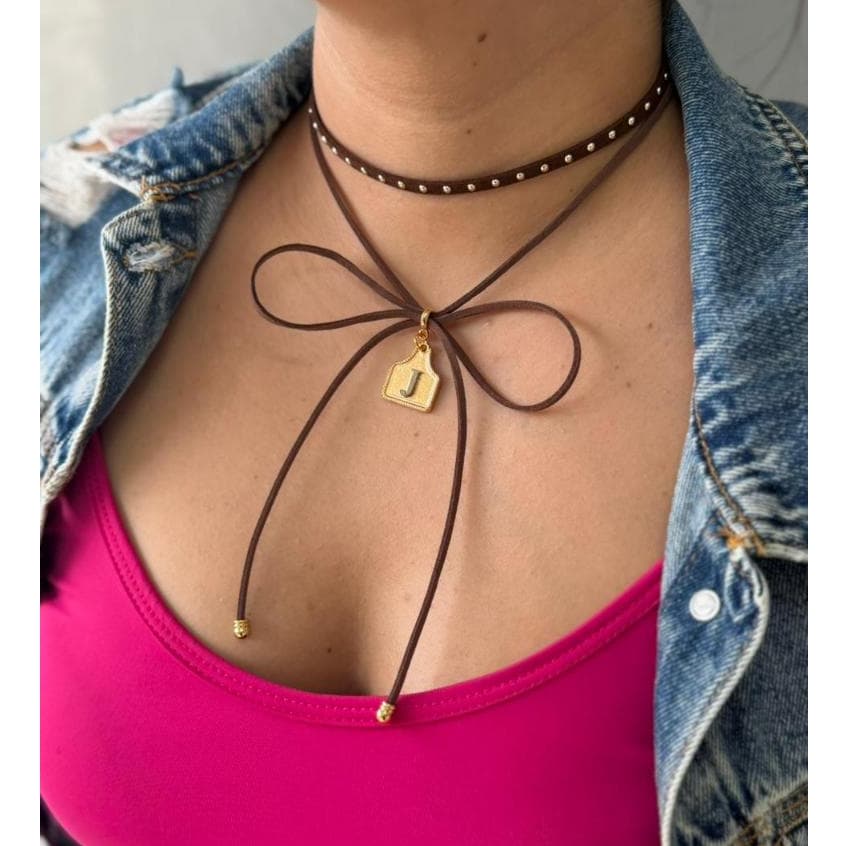 Choker Brinco de Boi Choker Modelo Boiadeira Delicado Gargantilha Letra Country
