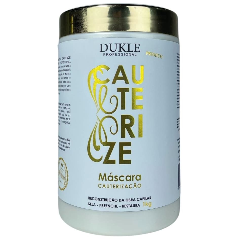 Máscara Capilar Cauterização Premium 1Kg Reconstrução de Cabelos Danificados Dukle Professional