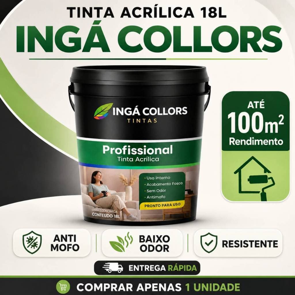 Tinta Acrílica Fosca 18L Cobertura Uniforme Para Casa Parede Reboco Drywall Sala E Quarto