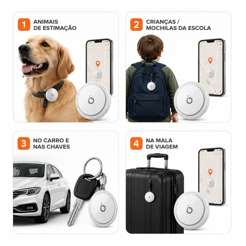 Basike Rastreador AirTag Smart IOS Tag MFI Localizador Mala Carro Moto Pet Criança