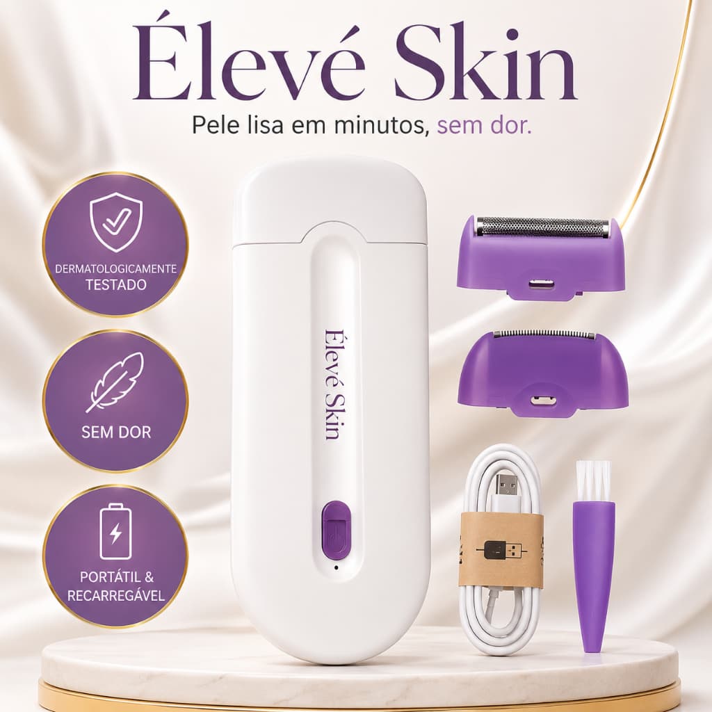 Removedor de Pelos Elétrico Feminino Recarregável Élevé Skin Sem Dor Portátil USB