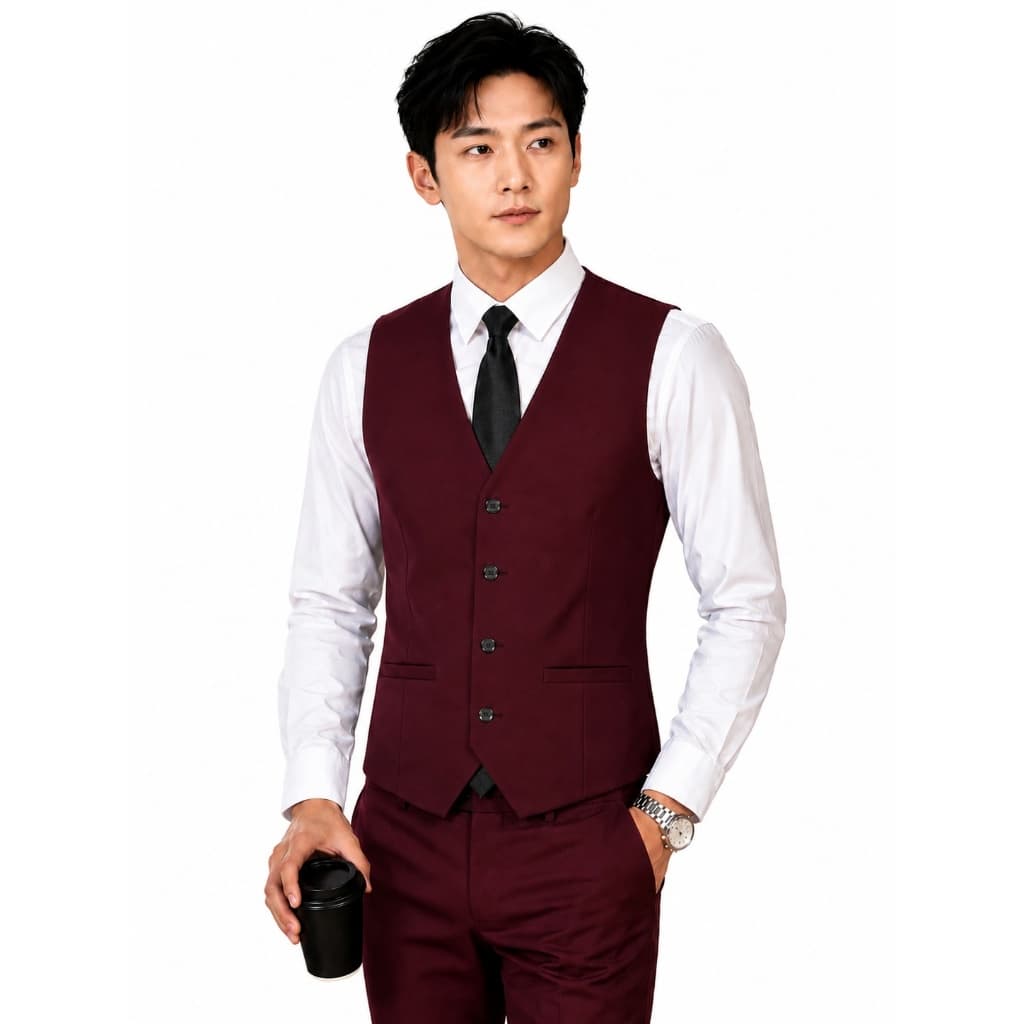 Colete Social Masculino Slim Oxford Premium em Vinho Bordô: Sofisticação em Oferta Especial