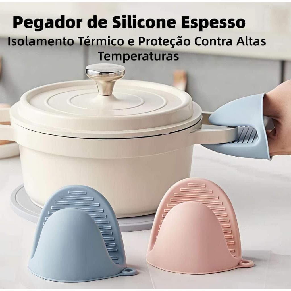 Kit 2 Luva Térmica de Silicone Pegador de Panela Anti Queimadura para Cozinha Forno e Micro-ondas