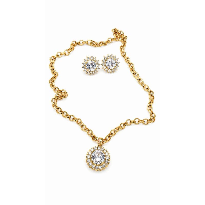 Cojunto de brinco e colar folheado a ouro 18 k