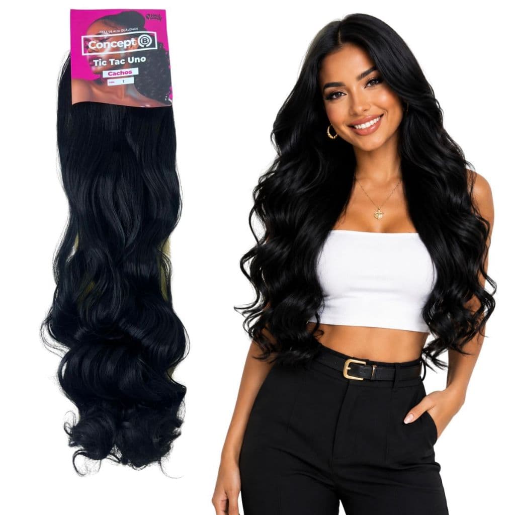 Aplique Tic Tac Ondulado 75 Cm Black Beauty Fibra Premium