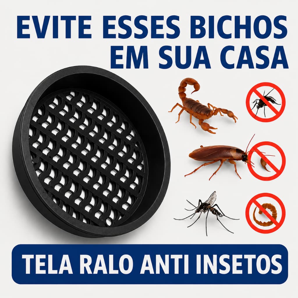 Tela Anti Inseto Escorpião Dengue Baratas Para Ralos 10cm e 15cm Filtro Contra Entupimento Banheiro