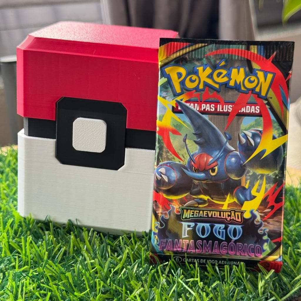 DeckBox Pokébola Pokémon com Booster Surpresa | Porta Cartas capacidade de 100 Cards