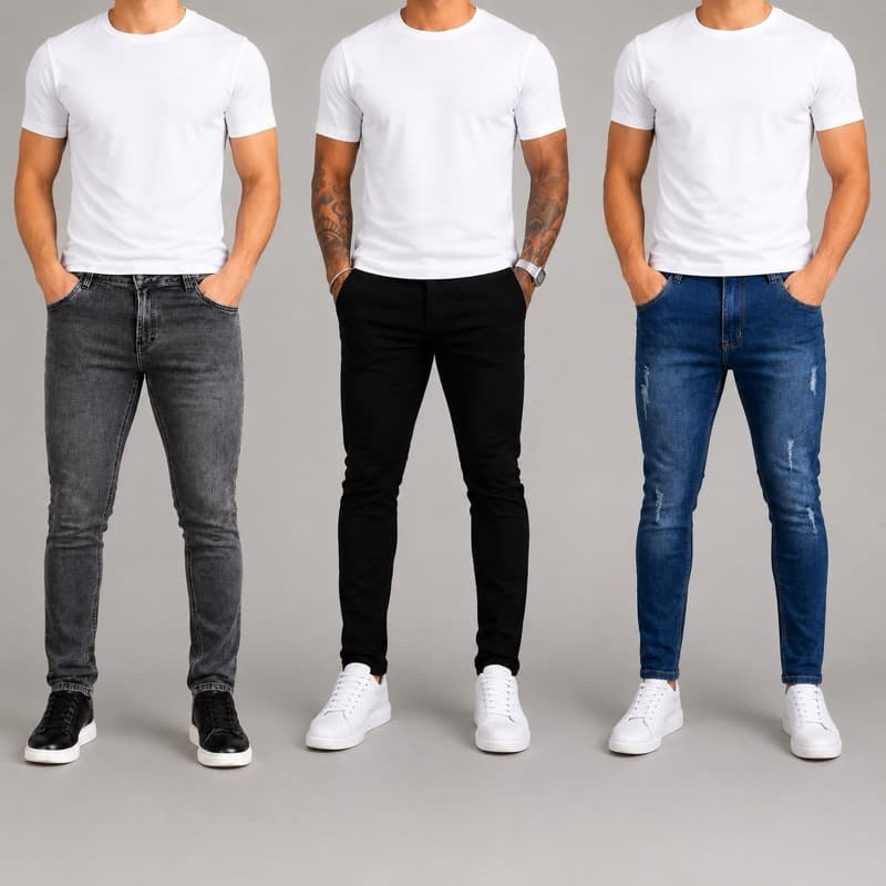 KIT 3 CALÇAS SKINNY JEANS MASCULINAS LYCRA ELASTANO TECIDO PREMIUM CONFORTÁVEL CASUAL E ELEGANTE 36-46