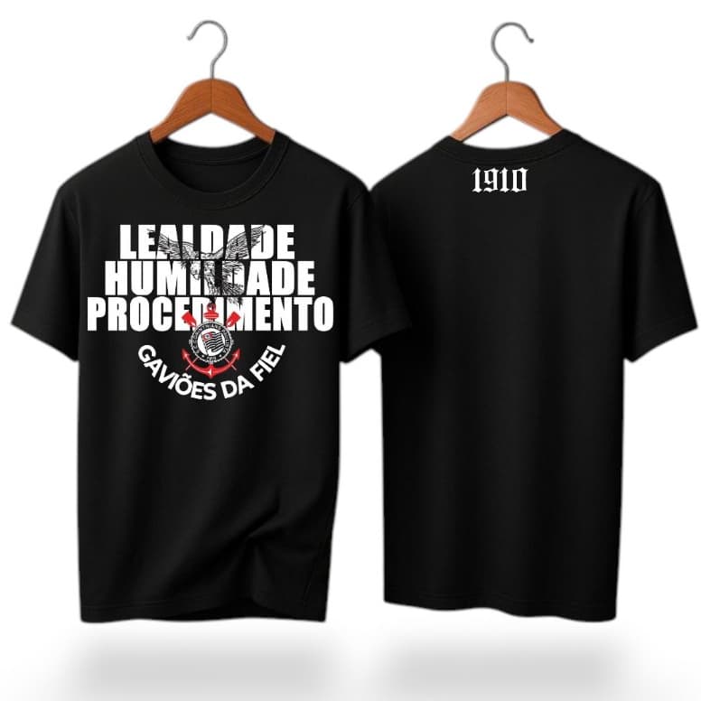 Camiseta Masculina Personalizada Gaviões Da Fiel Confortavel - Pano Fio30.1