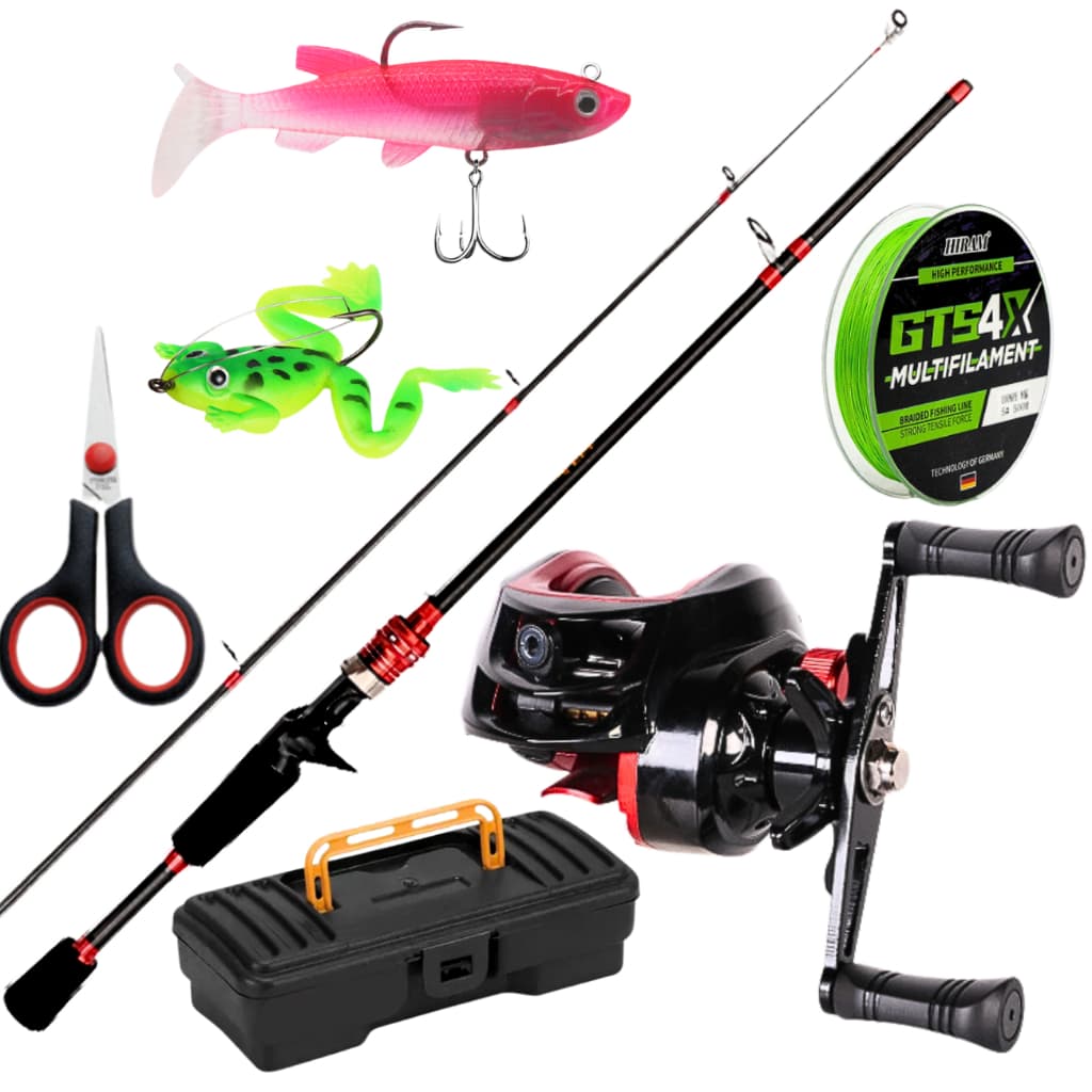Carretilha de Pesca Anti cabeleira e Vara de Fibra de Carbono Linha Multifilamento Caixa de Pesca