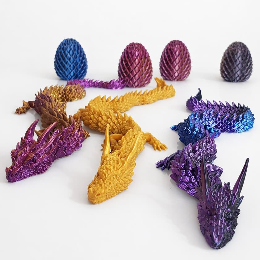 Dragão Chinês Articulado 44cm Impressão 3D PLA Silk Objeto Sensorial e Decorativo